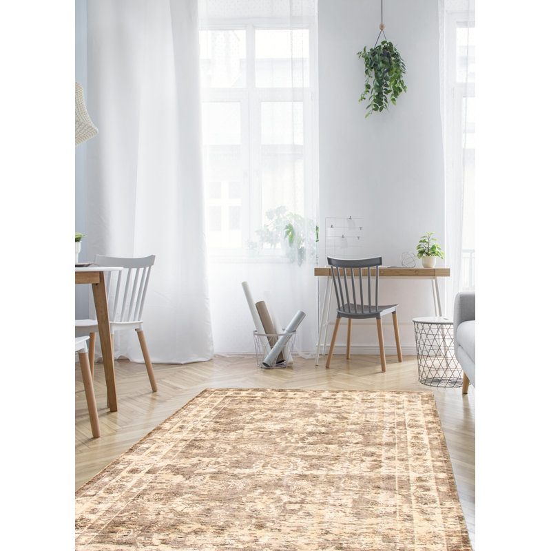 Tapis gris abstrait noué à la main