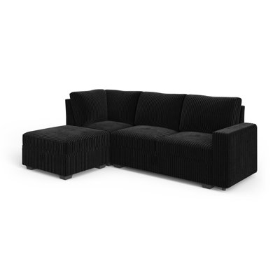 Brunella Modular Upholstered Corduroy Sectional Sofa Black