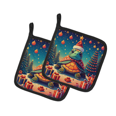 Paire de porte-casseroles tortue de Noël