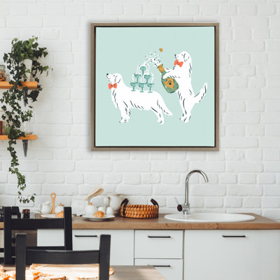 Cadre flottant Popping Dogs Champagne, design par Krissy Mast