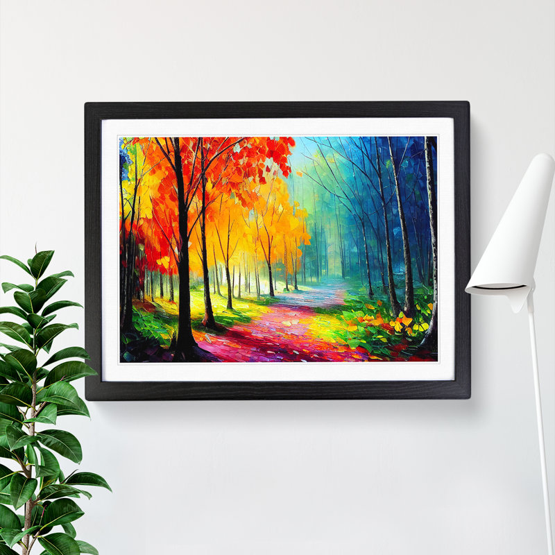 Colourful Spring Forest - Single Picture Frame Print, Black Framed, 34cm H x 46cm W x 2cm D