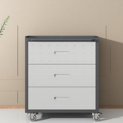 Heavy-Duty Metal Storage Cabinet With Wheels - 3 Drawer Tool Cabinet For Garage, Office, And Home Organizer Solutions