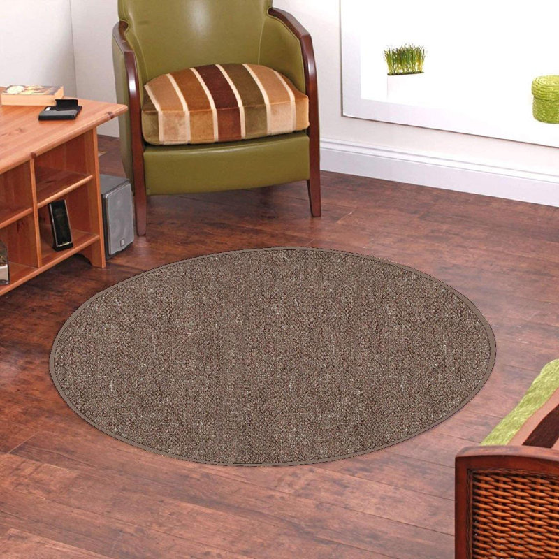 Tapis uni brun tissé à la machine, Rond 10 pi
