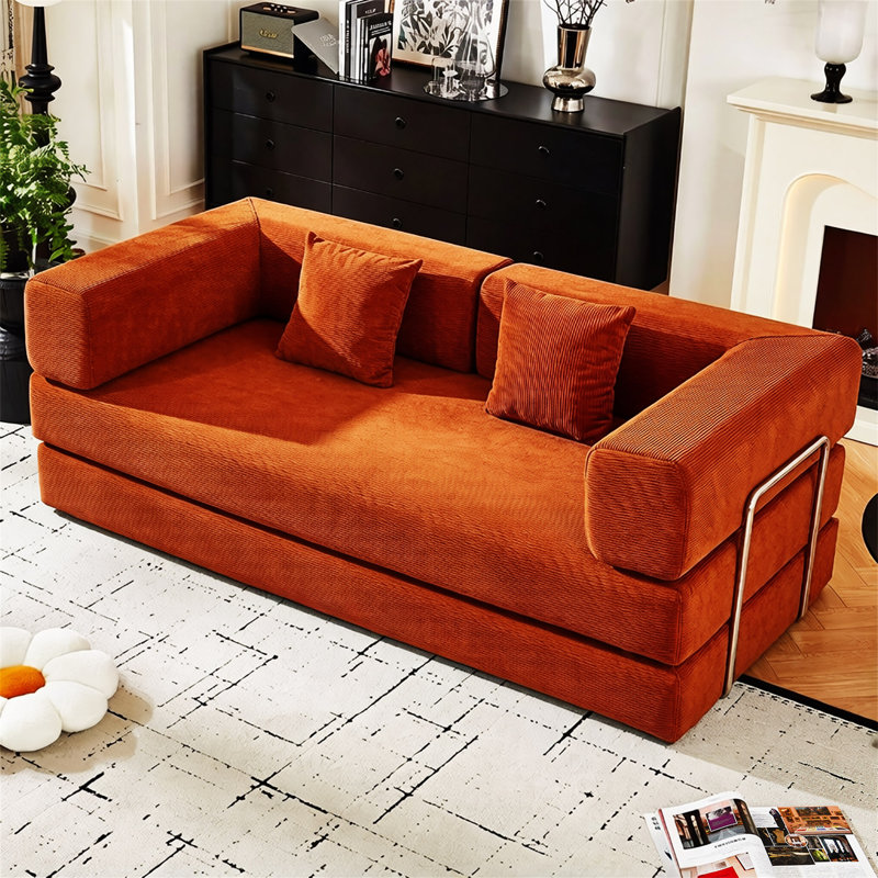 Canapé-lit convertible Corduroy, Orange