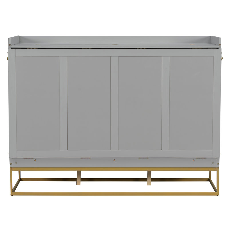 Lit escamotable avec pieds en fer, design moderne, Gris
