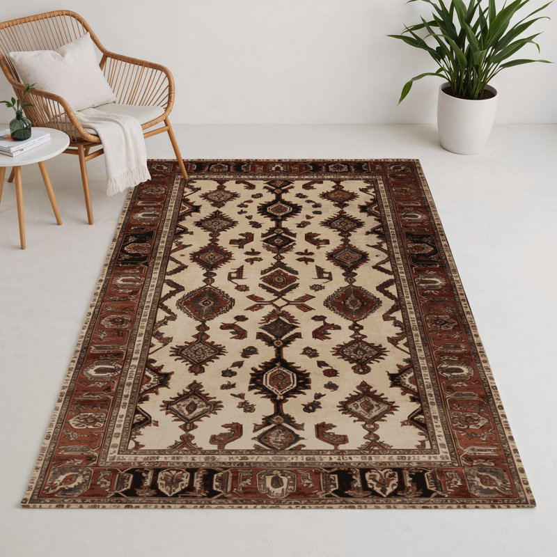 Tapis d'intérieur et d'extérieur noir Persian, Rectangle 5 pi x 7 pi