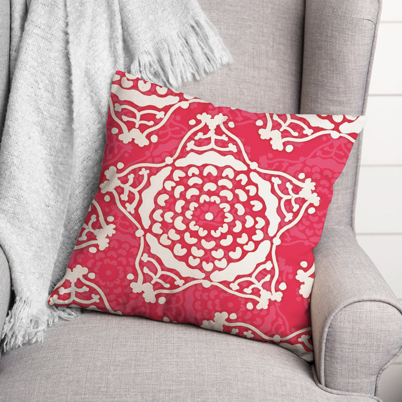 Floral Outdoor Reversible Throw Pillow, Pink