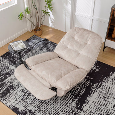Fauteuil inclinable ivoire, fauteuil inclinable inclinable, support pour téléphone portable, fauteuil de lecture large et confortable, fauteuil à bascule pivotant, velours estampé doré