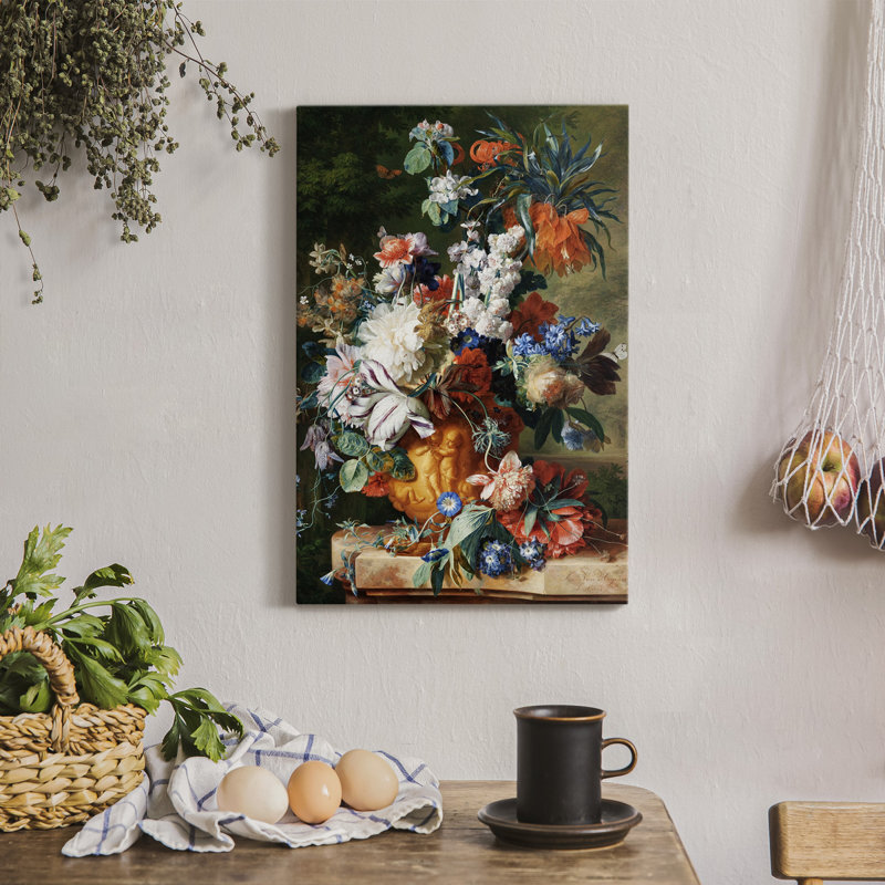 Bouquet de fleurs dans une urne - impression sur toile tendue, H 36 po x l 24 po x P 1 po