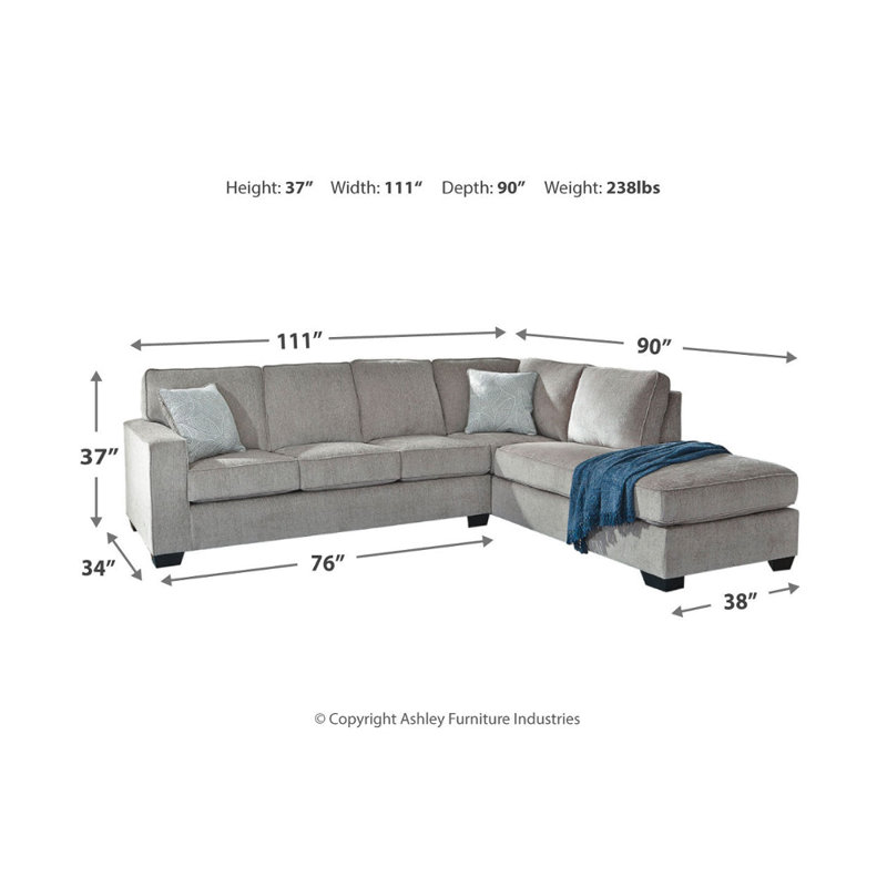 Canapé modulaire 2 pièces Alfretta, Polyester gris