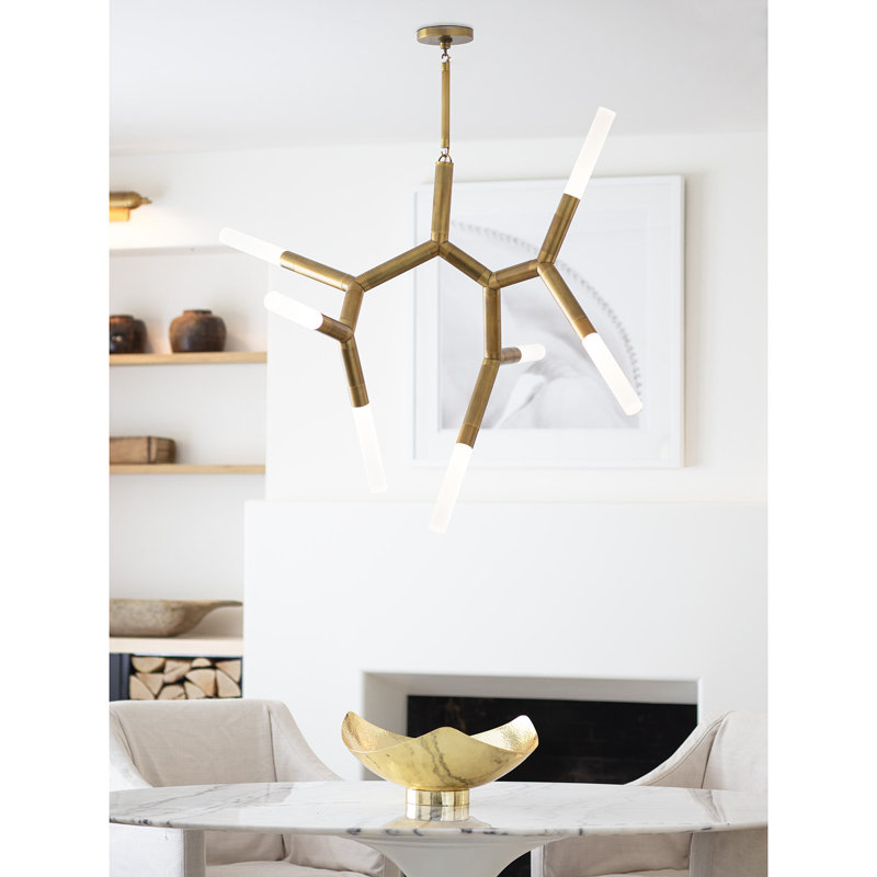 Traveler Chandelier, 44.5"W x 43.5"H, Natural Brass