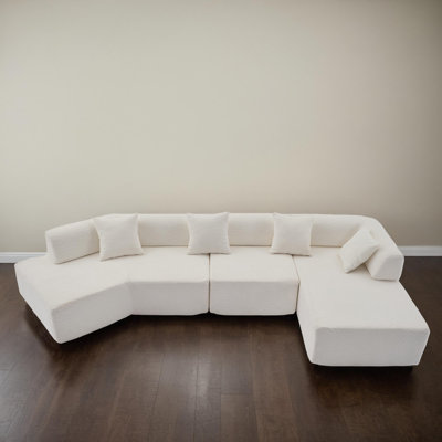 140" Wide L-Shaped Modular Sectional Sofa