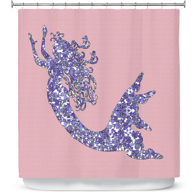 Rideau de douche simple Bellingham, Rose / pervenche
