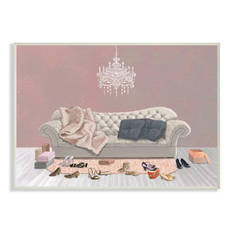 « chic de salon », peinture au gris rose, art textuel, H 10 po x l 15 po, Plaque murale
