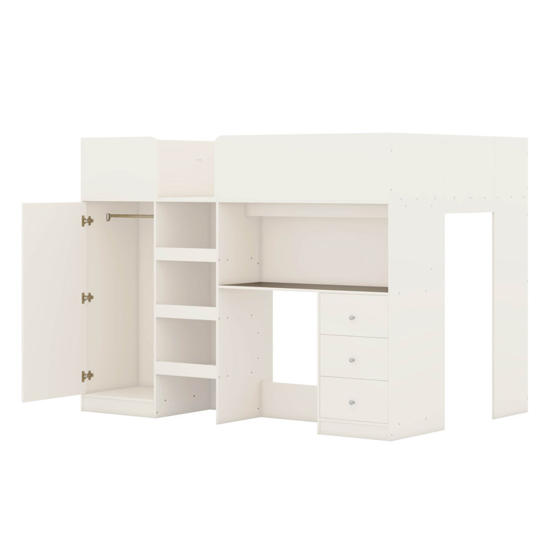 Lit mezzanine double avec tiroirs Jayon Kids