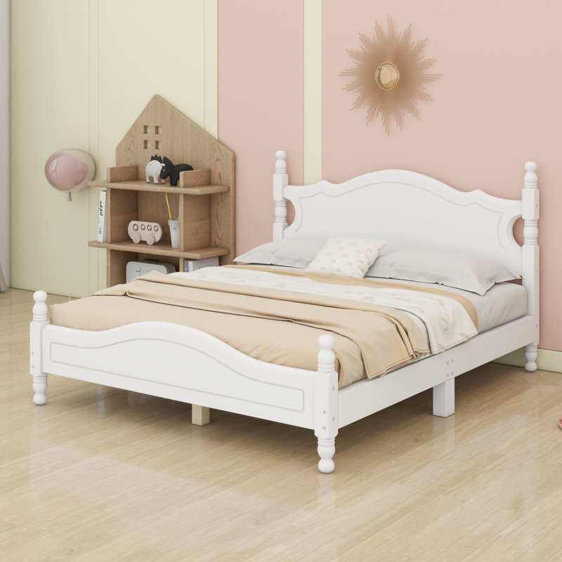 Base de lit plateforme en bois, Blanc