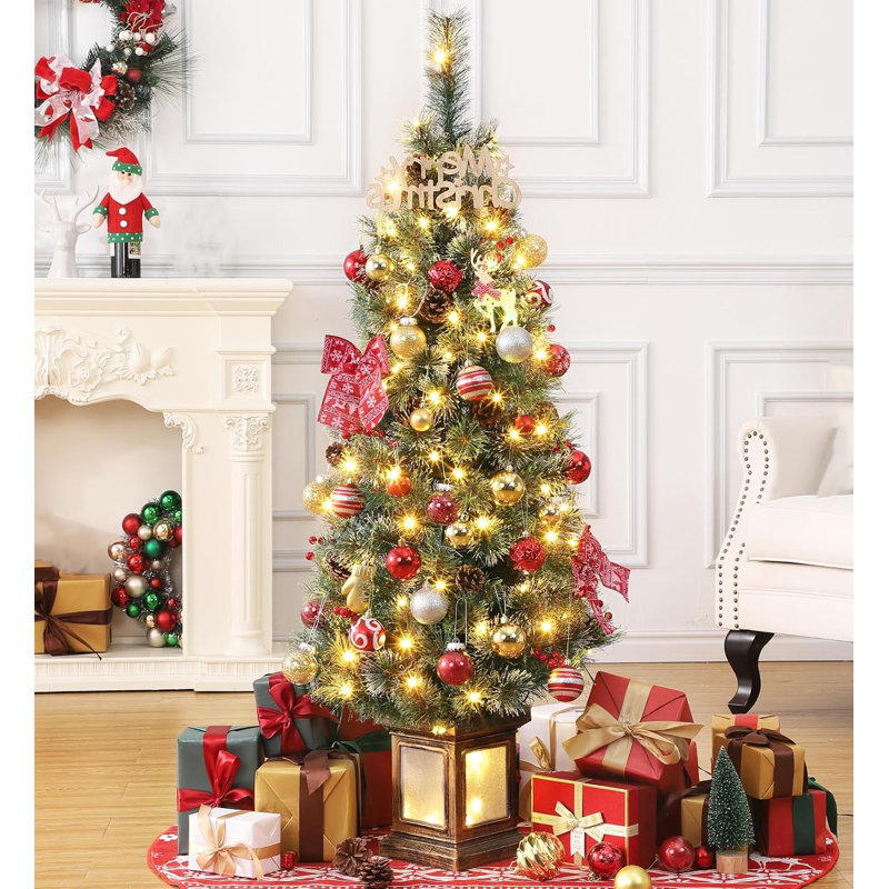 Angadresma 138cm H Lighted Artificial Christmas Tree