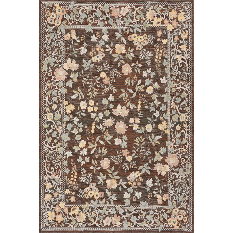  Tapis d'intérieur / extérieur Selorae, Rectangle 7 pi 6 po x 9 pi 6 po, Brun