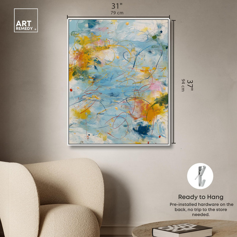 Grande décoration murale Linear Effervescence II par Art Remedy, cadre blanc, 30 x 36, H 37 po x l 31 po, Cadre blanc