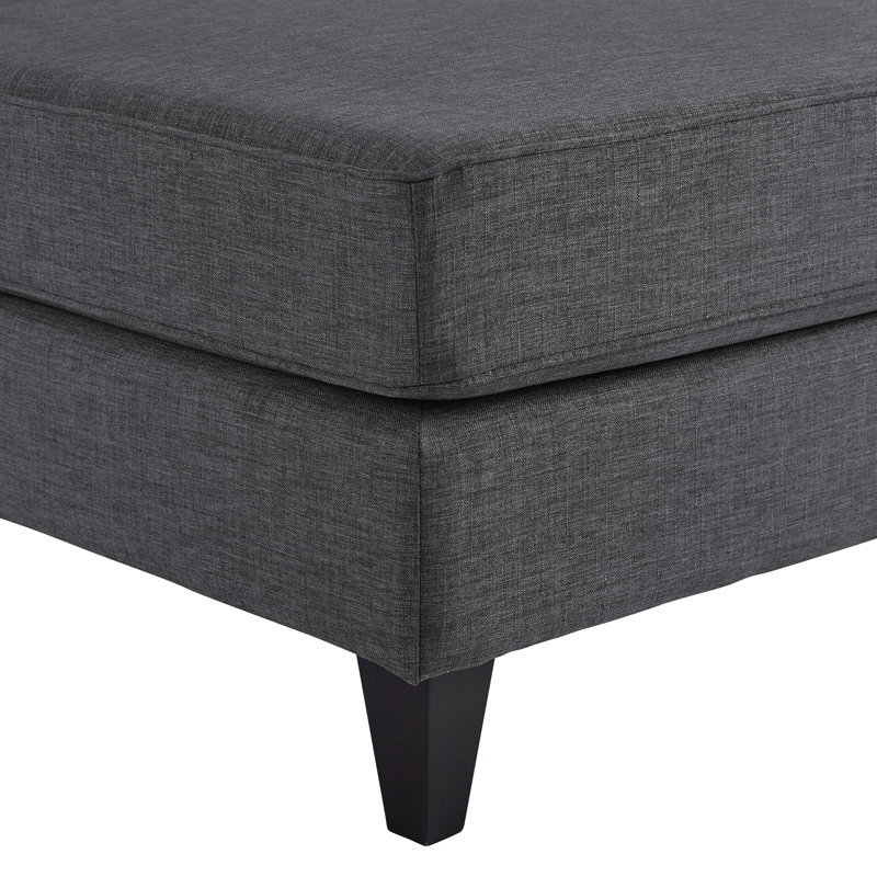 Serta Harmon Upholstered Reversible Sectional Sofa and Chaise, Dark Gray, Square Arms