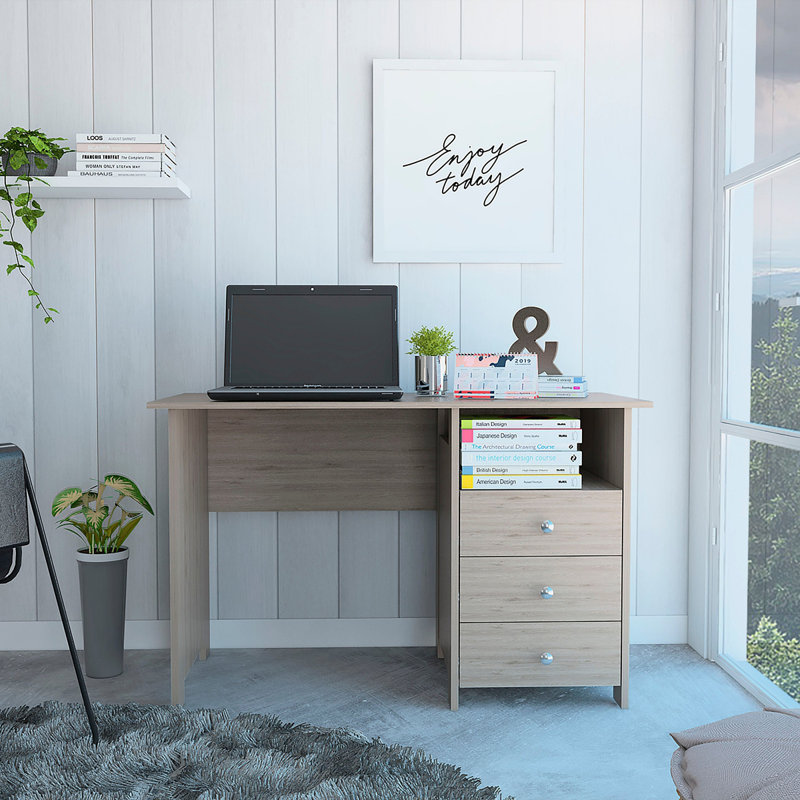 Bureau d'écriture à 3 tiroirs avec compartiment ouvert Edgewater