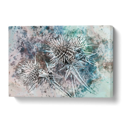 Thistle Flower in Abstract - Wrapped Canvas