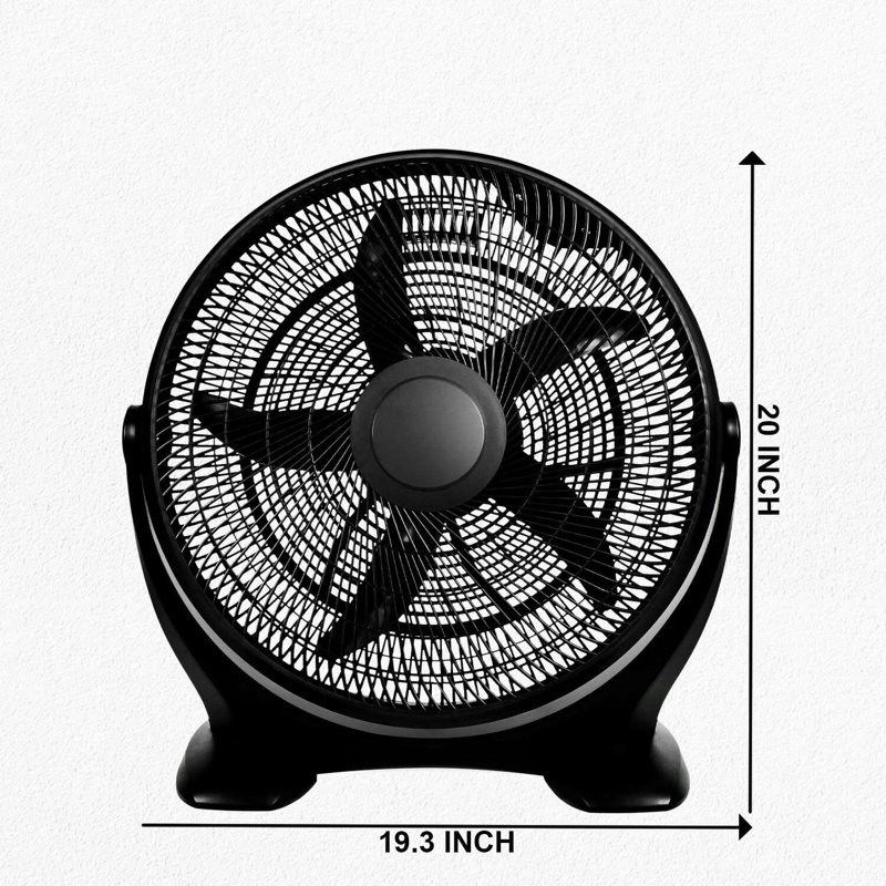 Black 18 Inch Oscillating Three Speed Plastic Floor Fan