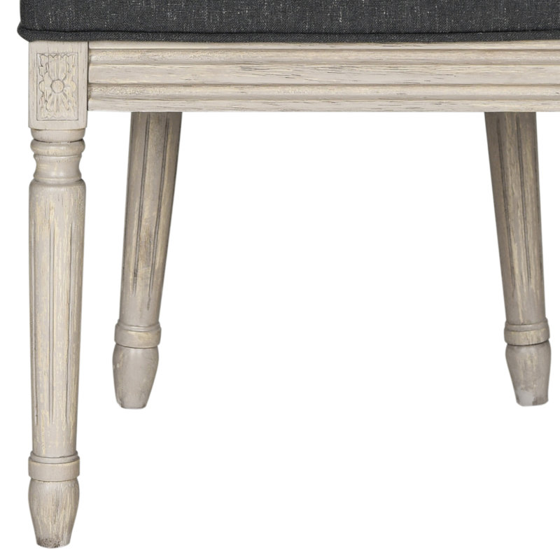 Chaise d'appoint Roi Louis en bois massif Denholme, Gris rustique, Gris anthracite