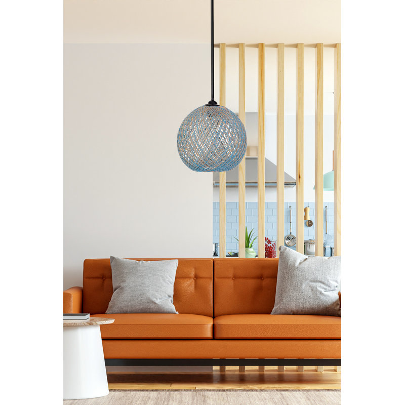 Lustre en jute fait à la main, style bohémien, 8,7 po x 9,4 po | Câble réglable, hauteur totale: 21,7 pouces | Douille E27, 40 W maximum | Parfait pour le salon, la chambre à coucher ou la salle à manger, solution d'éclairage unique et élégante