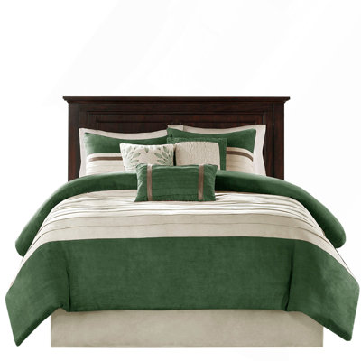 King 7 Piece Comforter Set Faux Suede Comforter Set In Green, Soft And Hypoallergenic For Ultimate Comfort And Style.