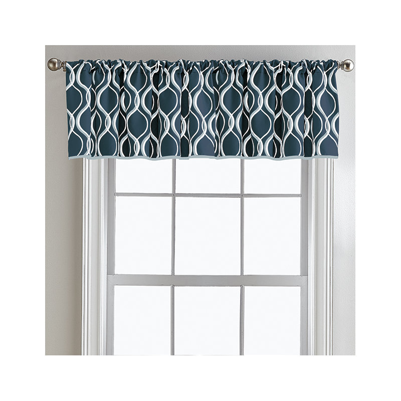 Kristy Geometric Tailored Window Valance, Navy