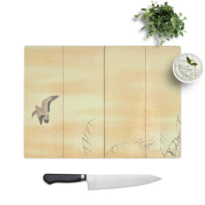 Glass Goose & Reeds by Maruyama Okyo Chopping Board