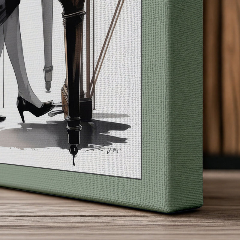 Passion at the Keys Modern 1 Piece Wrapped Canvas Wall Art, 18x12 - 45.7 x 30.5 cm, Sage Border