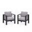 All-Weather 5-Piece Modern Metal Patio Furniture Set,  7-Seat Conversation Sofa With Thick Light Gray Cushions & Black Frame And Coffee Table-218379265