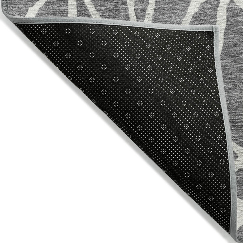 3' X 5' Gray And Ivory Geometric Washable Indoor Outdoor Area Rug