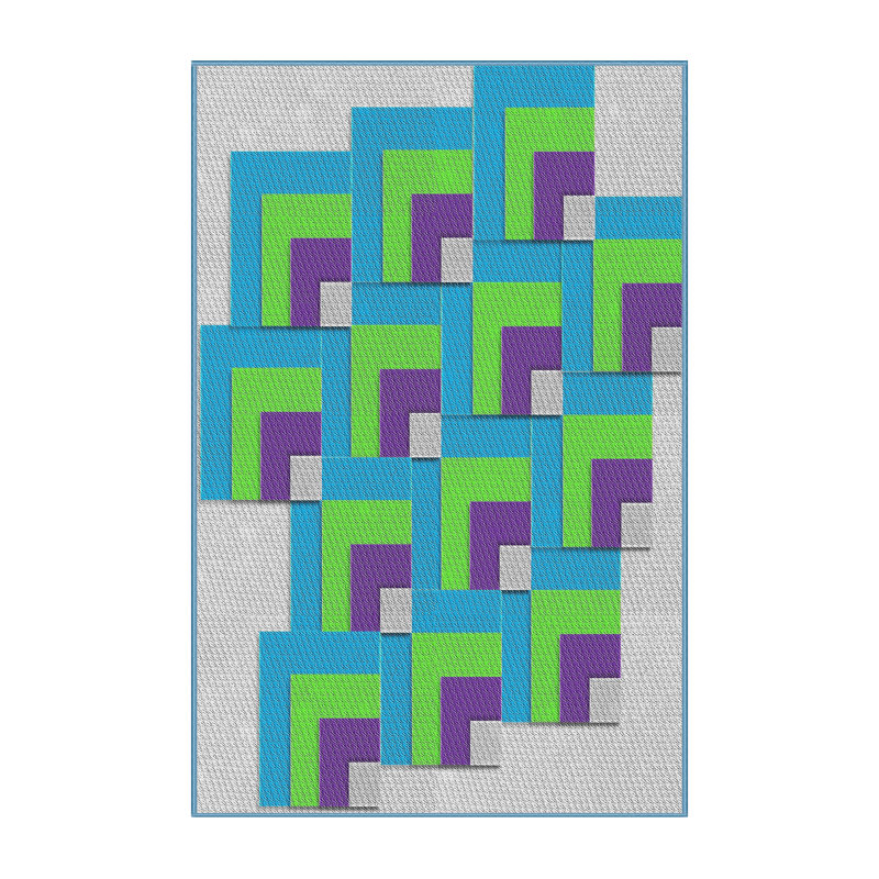 Tapis bleu à motif géométrique Kistler, Rectangle 2 pi x 3 pi