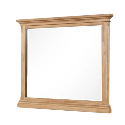 Lexa Dresser Mirror, Bevel Glass, Natural Oak Brown Solid Wood, 38X44