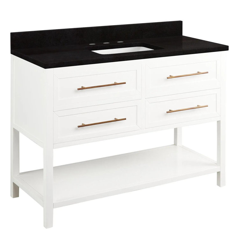 Ensemble de meuble-lavabo simple 48 po avec lavabo encastré rectangulaire Robertson, Bleu marine de nuit, Pas de perçage