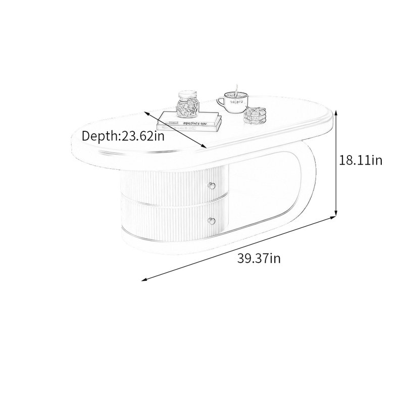 Table basse Minimalist, Blanc, Blanc, 18.11" H x 39.37" L x 23.62" W