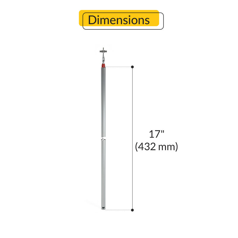  Tilt Tube Window, Argent/rouge, 0.62"