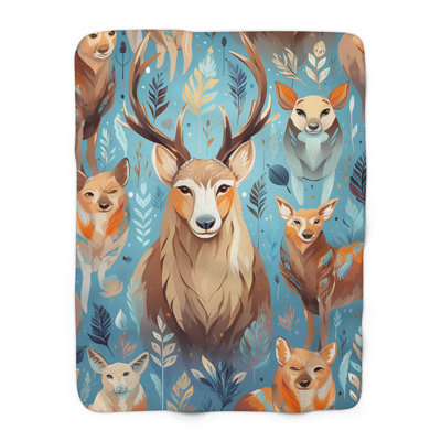 Tapisserie Native American Deer - 1 pièce Sherpa Premium - impression d'art luxueux