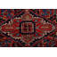 Tapis unique en laine noué à la main rouge / bleu marine / crème des années 1950 de 4 pi 11 po x 6 pi 5 po Heriz