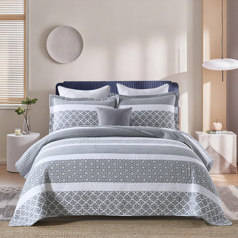 Ensembles de courtepointe 100% coton 98 po x 106 po DDUOXIN - 1 courtepointe avec 2 taies décoratives
