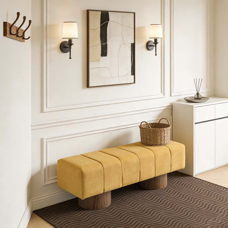 Banc de salle à manger rembourré, Jaune