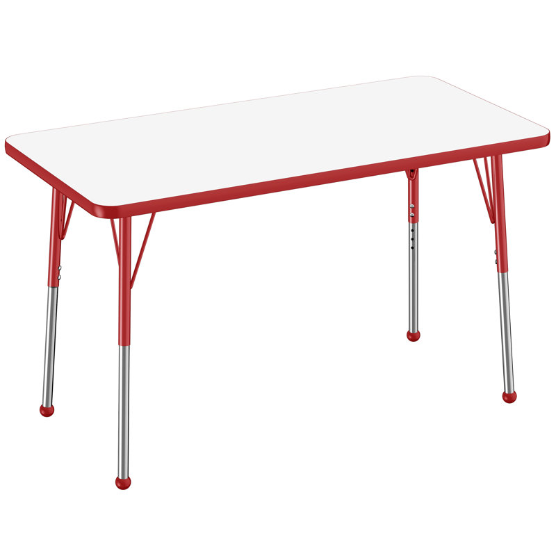 Table rectangulaire d'activités effaçables à sec avec pieds réglables, 30" x 72", Roulement à bille standard