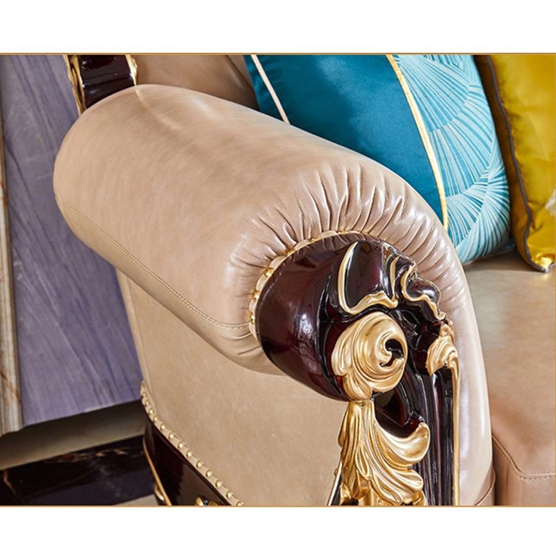 Fauteuil de luxe haut de gamme de style européen en cuir de vache capitonné de 48,82 po de largeur