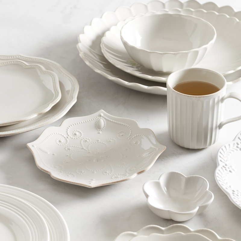 French Perle White 12-Piece Dinnerware Set