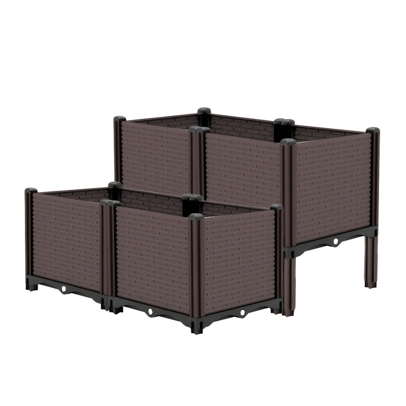 Polypropylene Planter Boxes Outdoor - 31.5X31.5X19.6In Raised Garden Beds For Vegetables, Flowers, Herbs, Drainage Outlet, Frost And Heat , 440Lb Typically Designed Capacity Appropriate