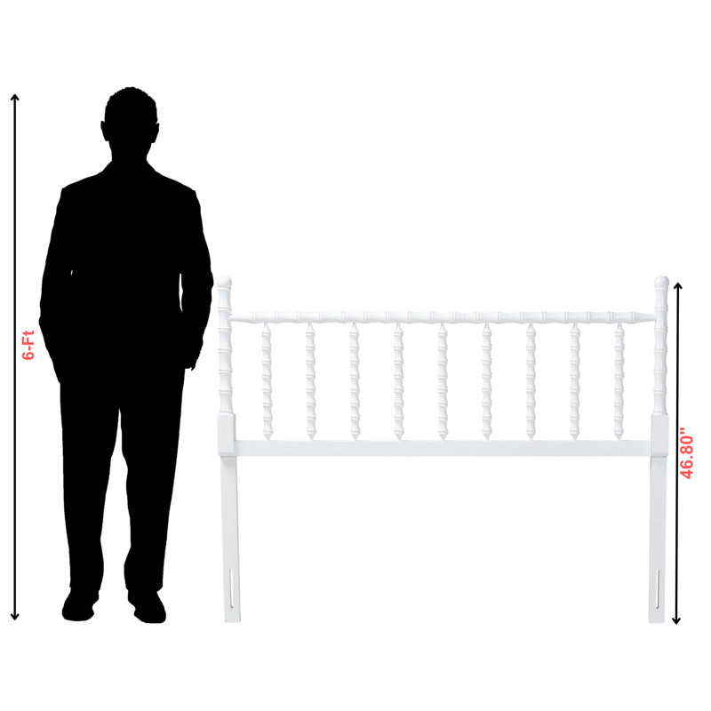 Tête de lit en bambou Willshine, 46.8" H x 77.16000000000001" W x 2.05" D, Blanc