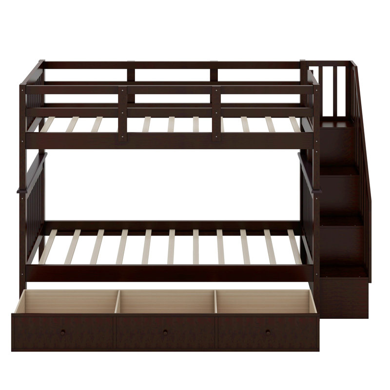 Hawah Kids Twin Over Twin Bunk Bed, Espresso